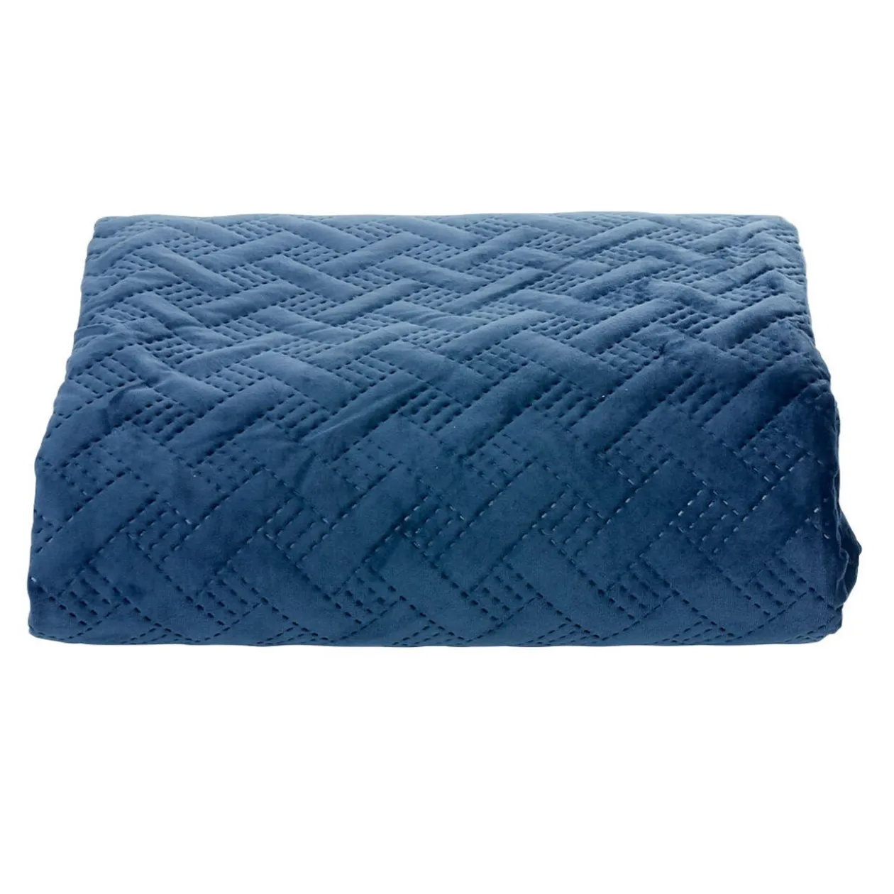 Plaid 2 personnes imitation velours bleu nuit