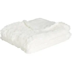 Plaid à poils longs blanc 130x160cm
