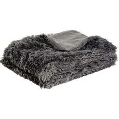 Plaid à poils longs gris foncé 130x160cm