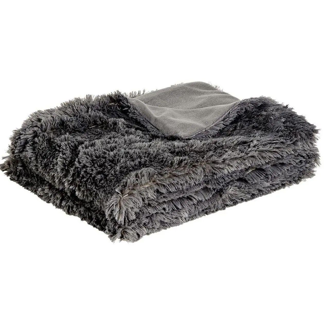 Plaid à poils longs gris foncé 130x160cm