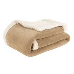 Plaid bi matière beige