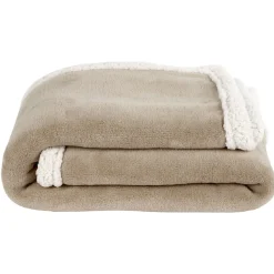 Plaid bi matière beige