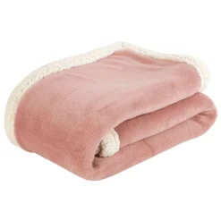 Plaid bi matière rose