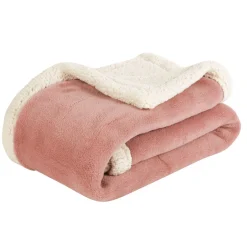 Plaid bi matière rose