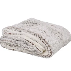 Plaid blanc marron effet fausse fourrure