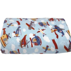 Plaid bleu motif hélicoptères