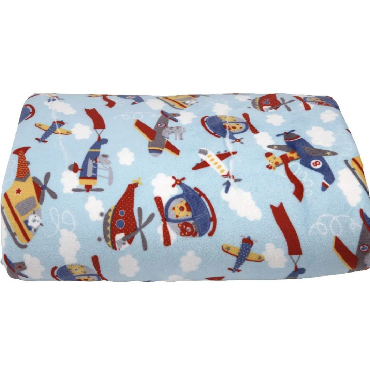 Plaid bleu motif hélicoptères