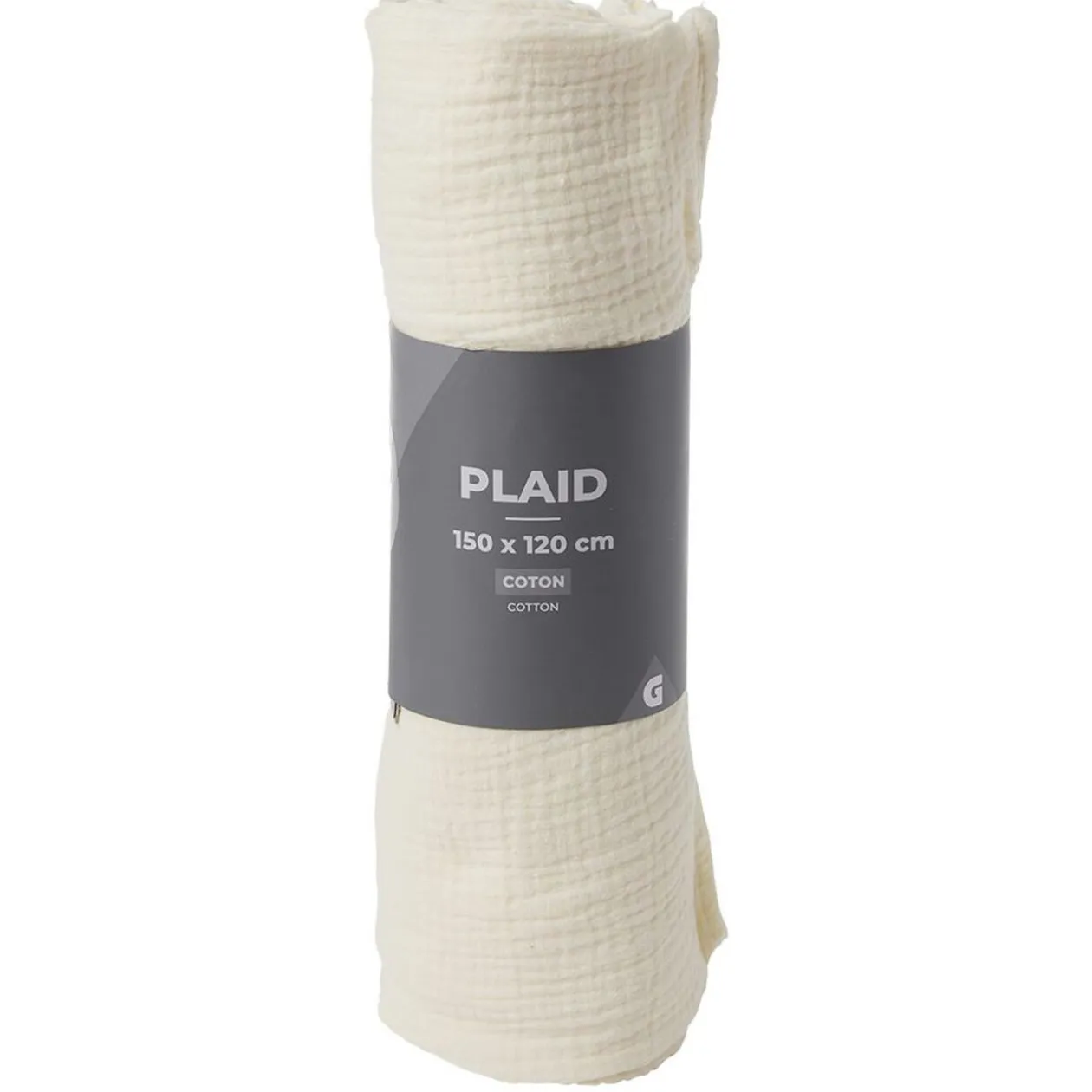 Plaid bleu uni 100% coton 150x120cm