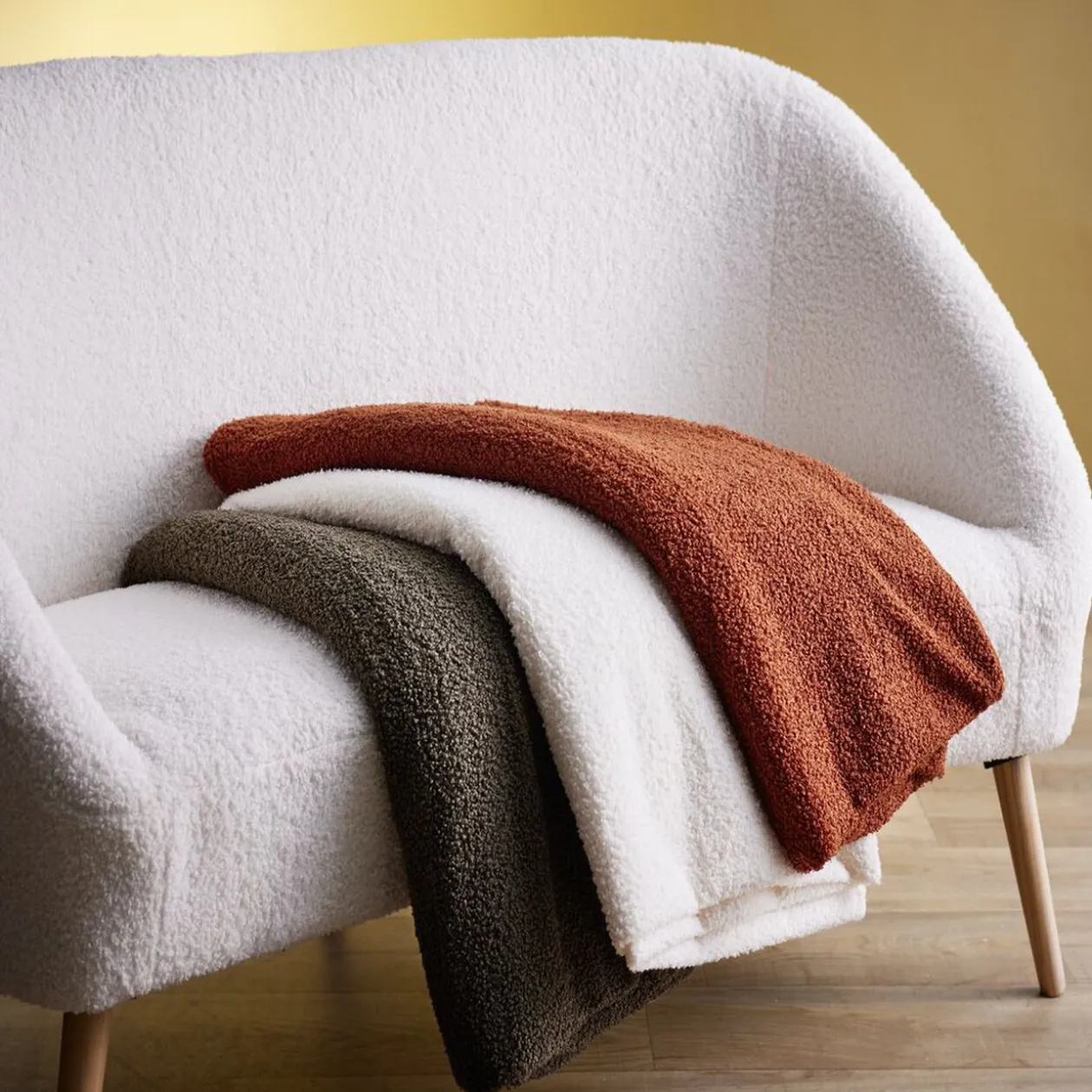 Plaid bouclette 130x160cm polyester 3 coloris