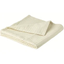 Plaid carré nid d'abeilles blanc écru