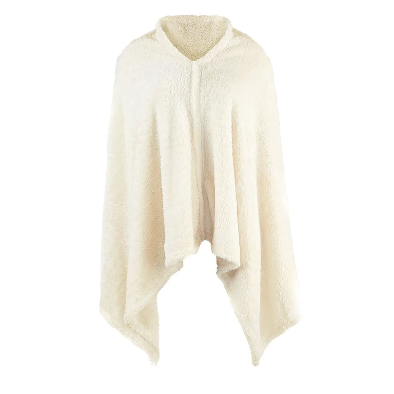 Plaid châle en polaire uni ivoire