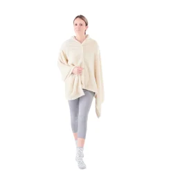 Plaid châle en polaire uni ivoire