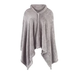 Plaid châle en polaire uni gris