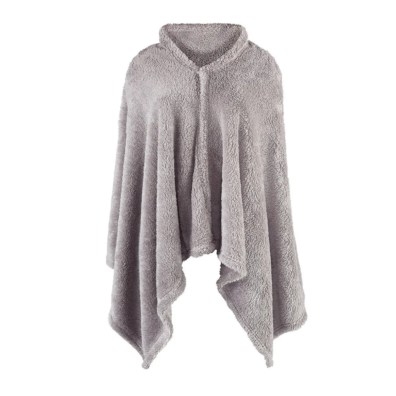 Plaid châle en polaire uni gris