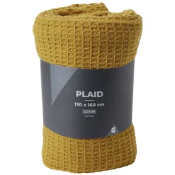 Plaid coton gaufré 130x160cm jaune