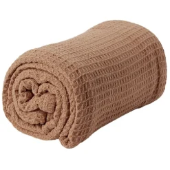 Plaid coton gaufré 130x160cm rose