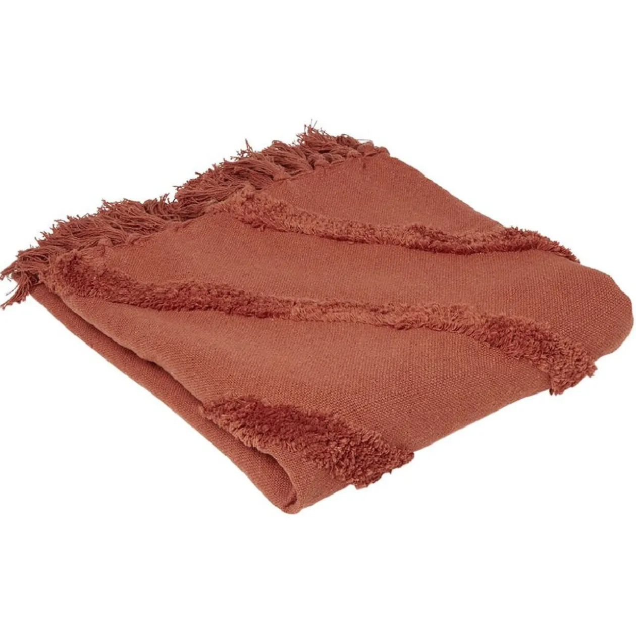 Plaid coton tufté à franges 130x150cm