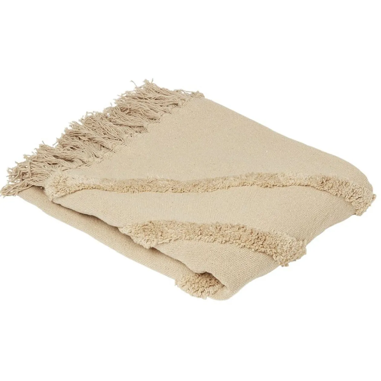 Plaid coton tufté à franges 130x150cm