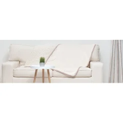 Plaid déco réversible beige rose motif losanges toucher doux