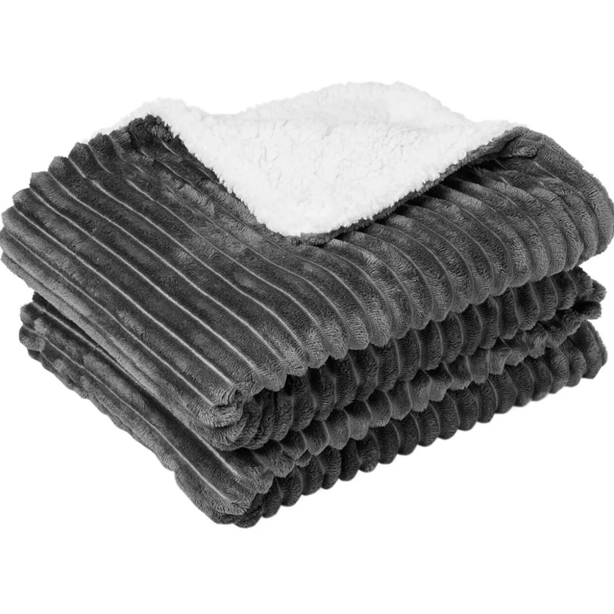 Plaid design ondulé 130x160cm gris et blanc