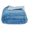 Plaid dos Sherpa blanc bleu polyester 300 g/m²