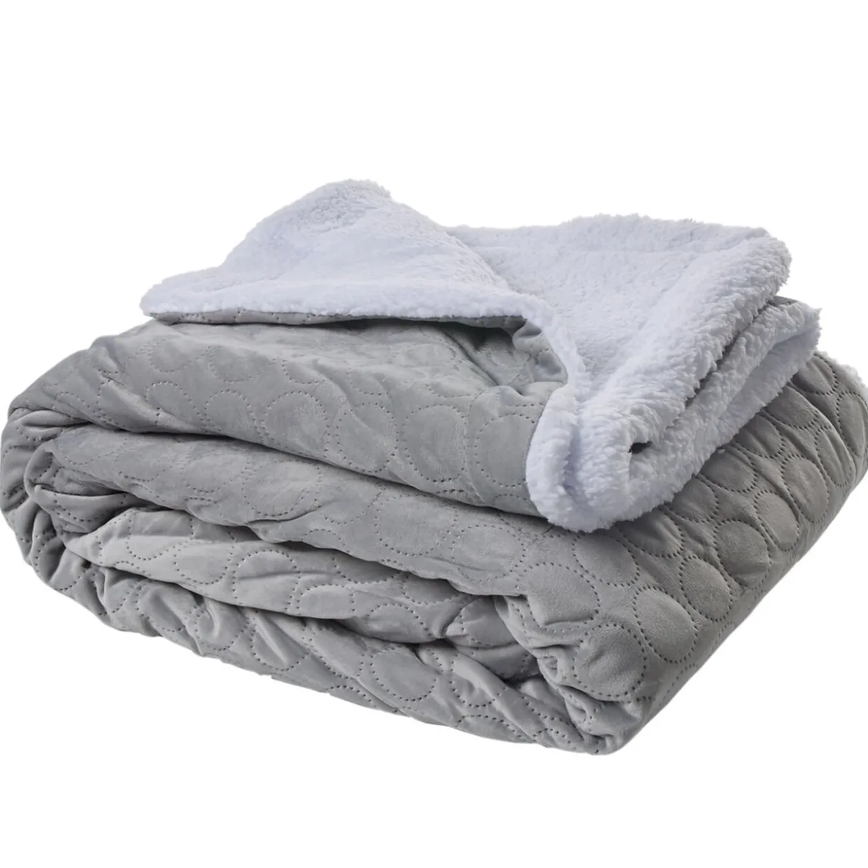 Plaid dos Sherpa blanc gris clair polyester 300 g/m²
