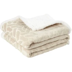 Plaid effet brushé doublure sherpa 127x152cm