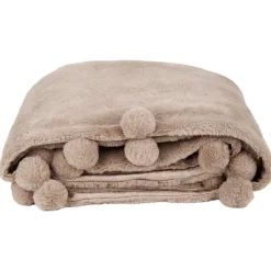 Plaid effet fourrure avec des pompons