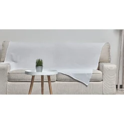 Plaid en coton uni 1 place blanc