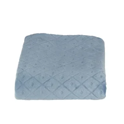 Plaid en flanelle uni bleu relief losange