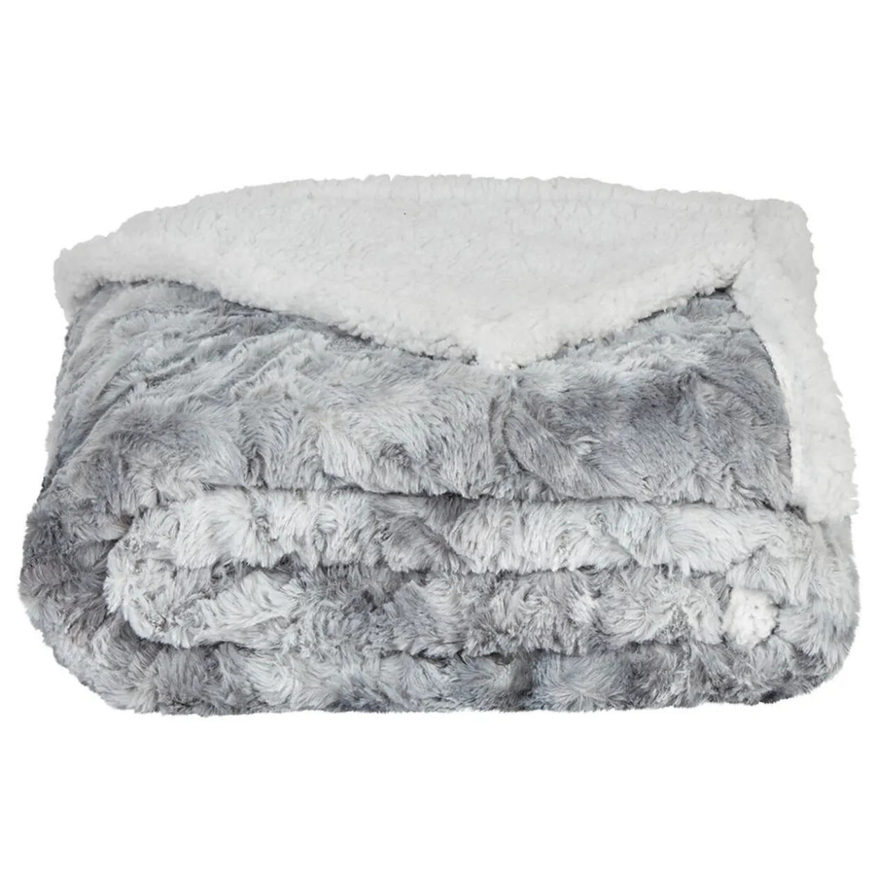 Plaid en polyester imitation fourrure et tissu sherpa 127x152 cm