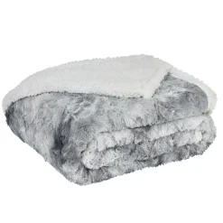 Plaid en polyester imitation fourrure et tissu sherpa 127x152 cm