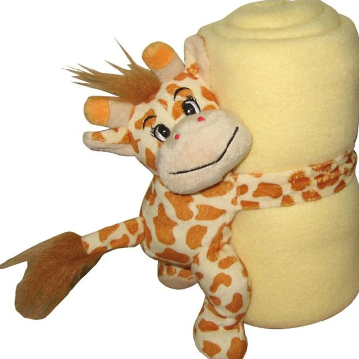 Plaid enfant beige et peluche girafe