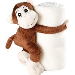 Plaid enfant blanc et peluche singe