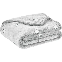 Plaid enfant gris ou rose avec étoiles phosphorescentes