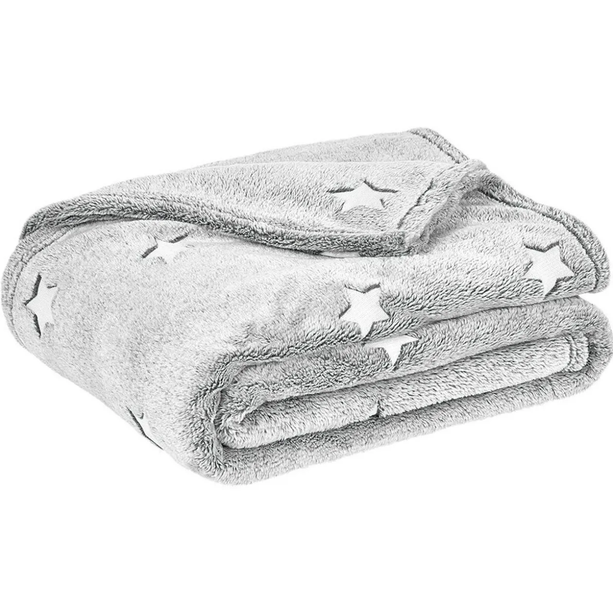 Plaid enfant gris ou rose avec étoiles phosphorescentes