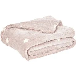 Plaid enfant gris ou rose avec étoiles phosphorescentes