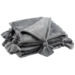 Plaid flanelle avec pompon 130 x 160