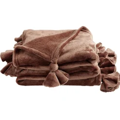 Plaid flanelle avec pompon 130 x 160