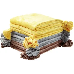 Plaid flanelle avec pompon 130 x 160