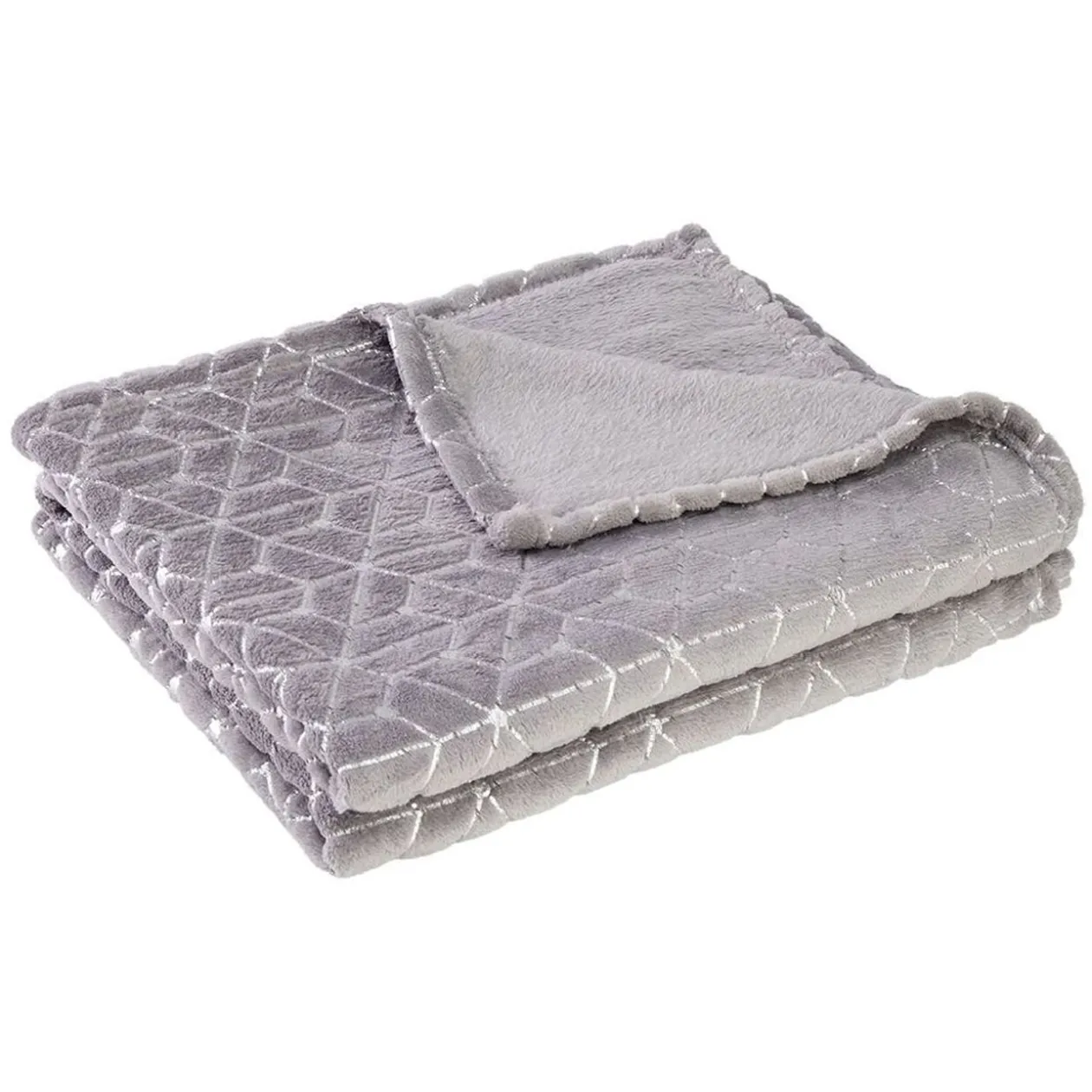 Plaid flanelle impression doré ou argent 130x160 cm