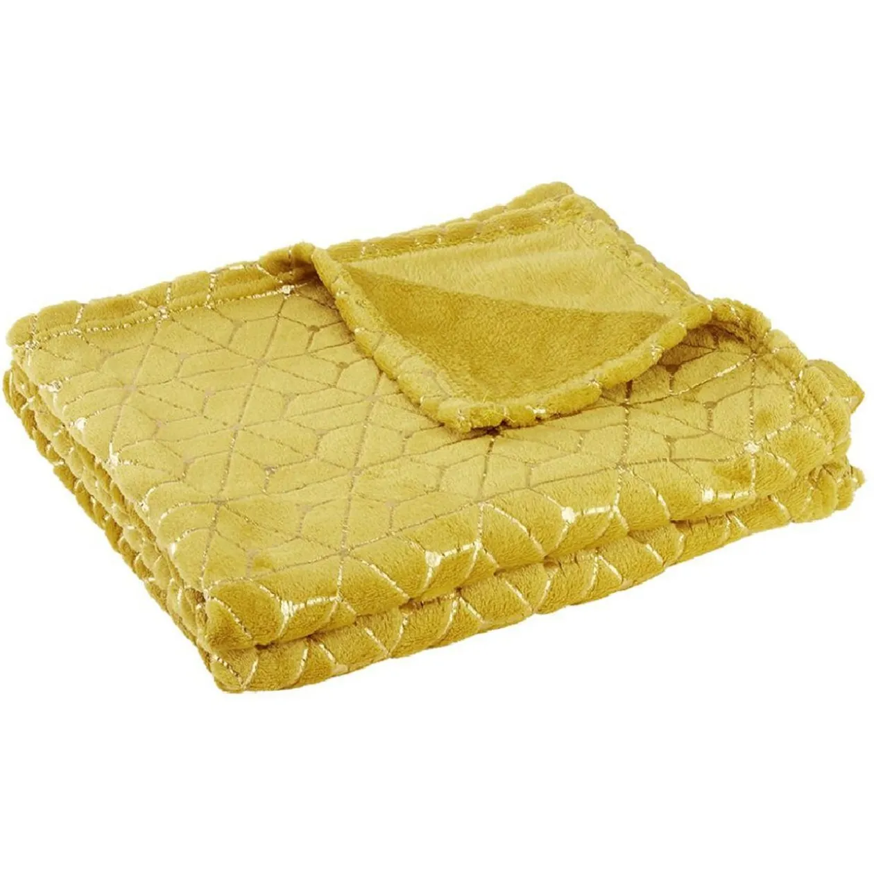 Plaid flanelle impression doré ou argent 130x160 cm