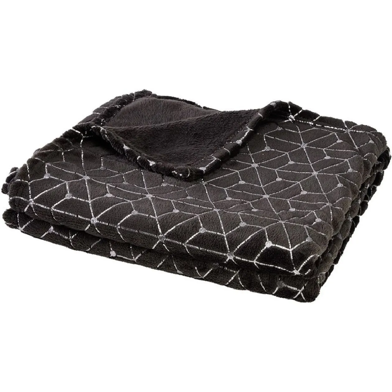 Plaid flanelle impression doré ou argent 130x160 cm