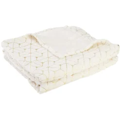 Plaid flanelle impression doré ou argent 130x160 cm