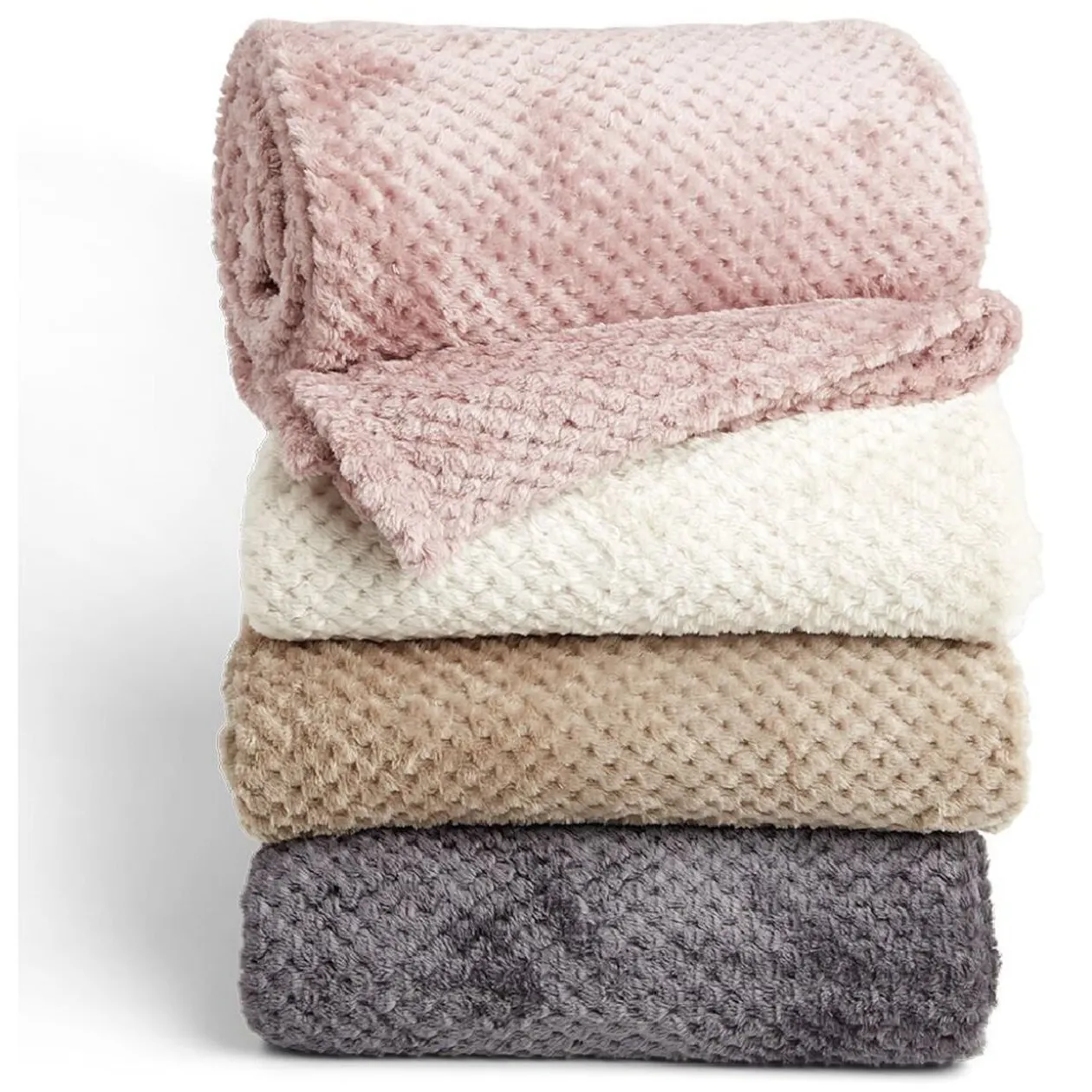 Plaid flanelle 130x160cm polyester - 4 coloris