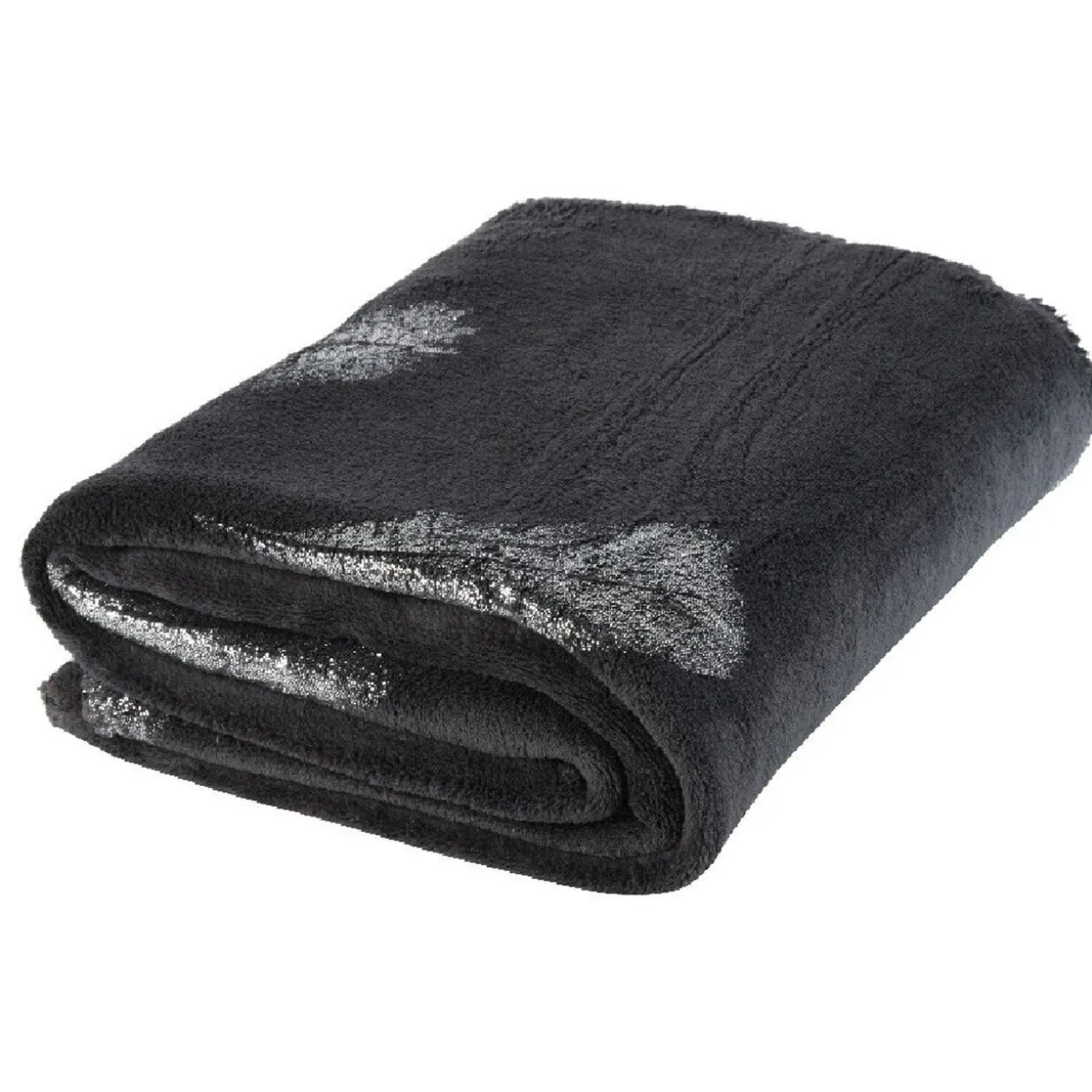 Plaid gris design plumes argentées pailletées