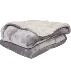 Plaid gris dos polaire blanc