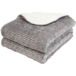 Plaid gris pailleté avec dos sherpa 130x160 cm