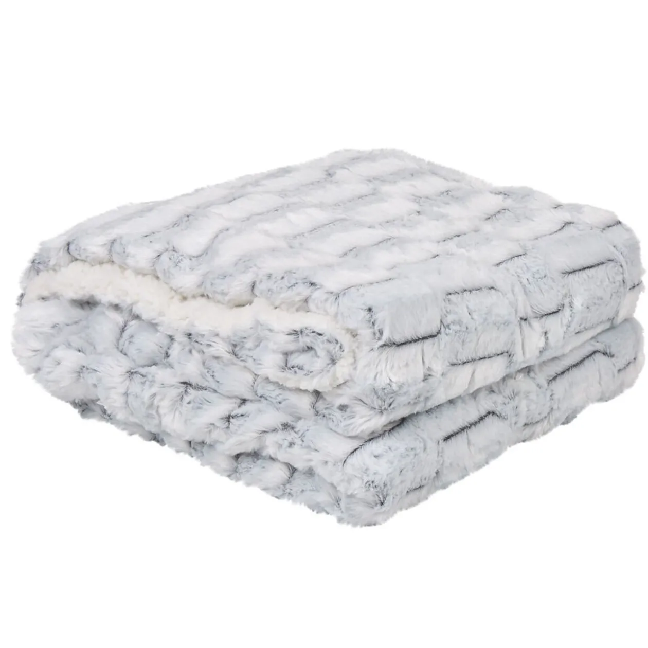 Plaid gris/blanc sherpa degradé