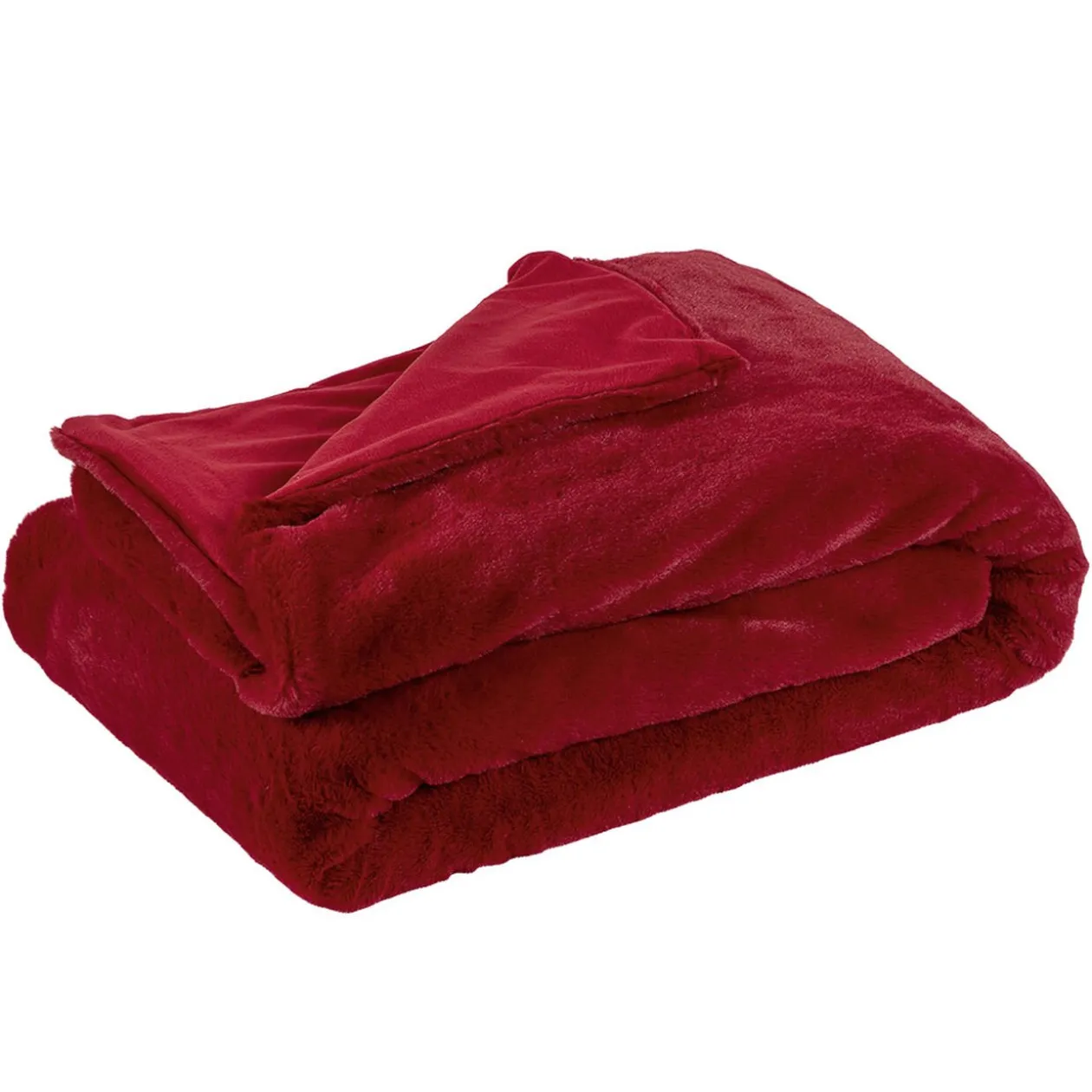 Plaid imitation fourrure uni rouge polyester 300 g/m²